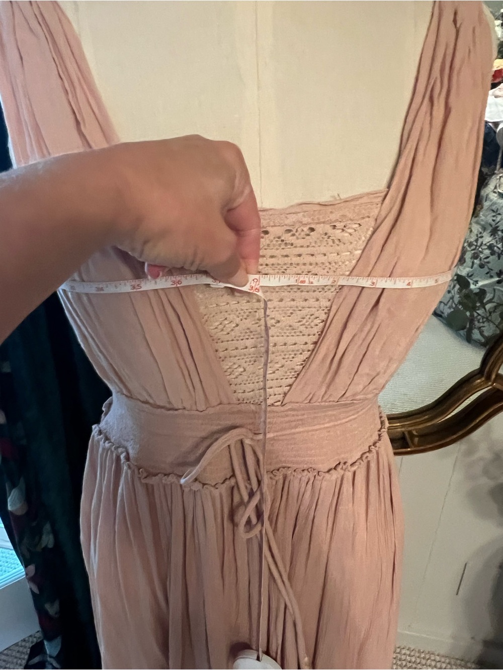Free People Dusty Rose Lace-Trim Maxi Dress - Picture 10 of 10